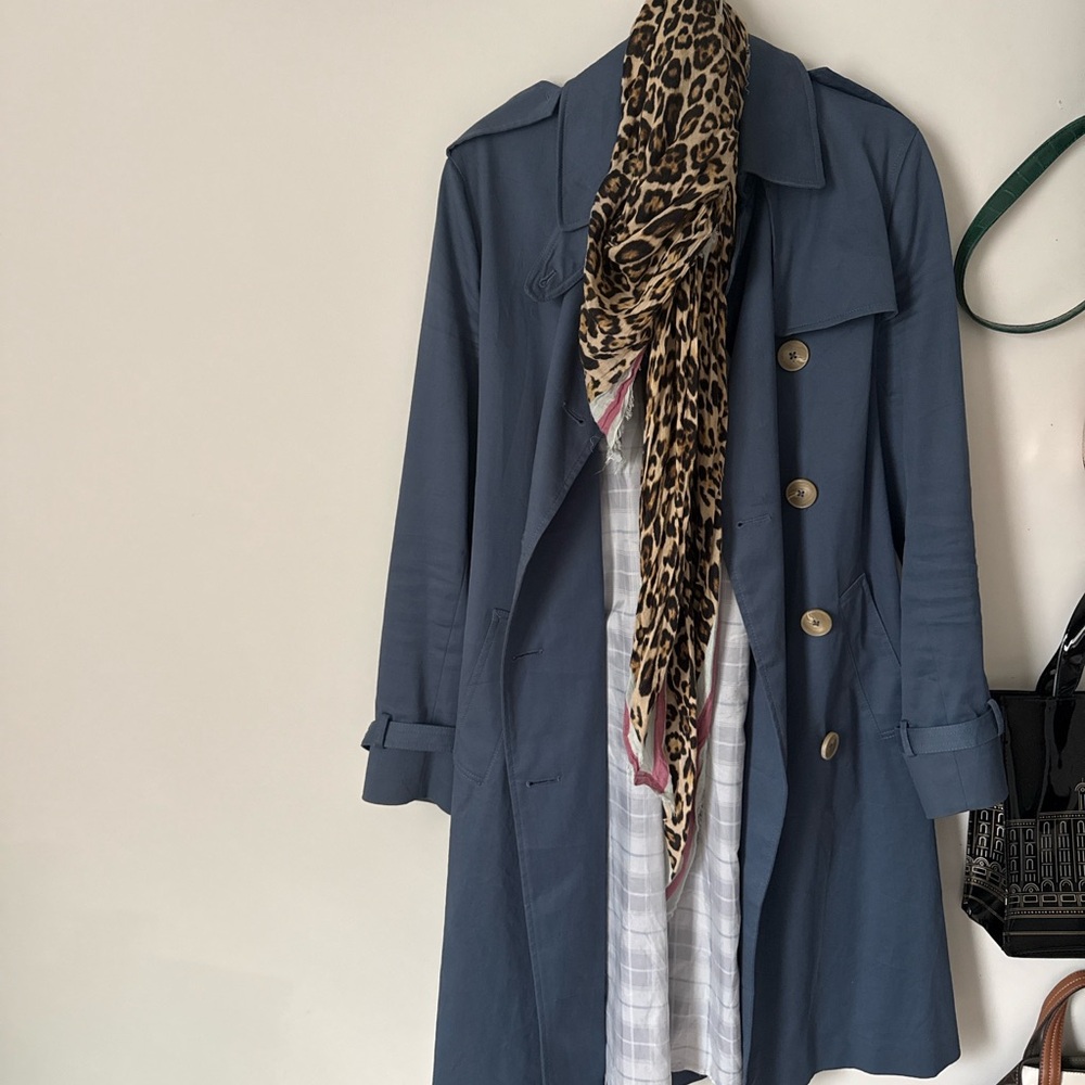 Massimo Dutti Blue and Beige button Trenchcoat